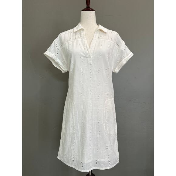 Prana Cream Ladyland Eyelet Dress Sz Medium - Picture 4 of 16